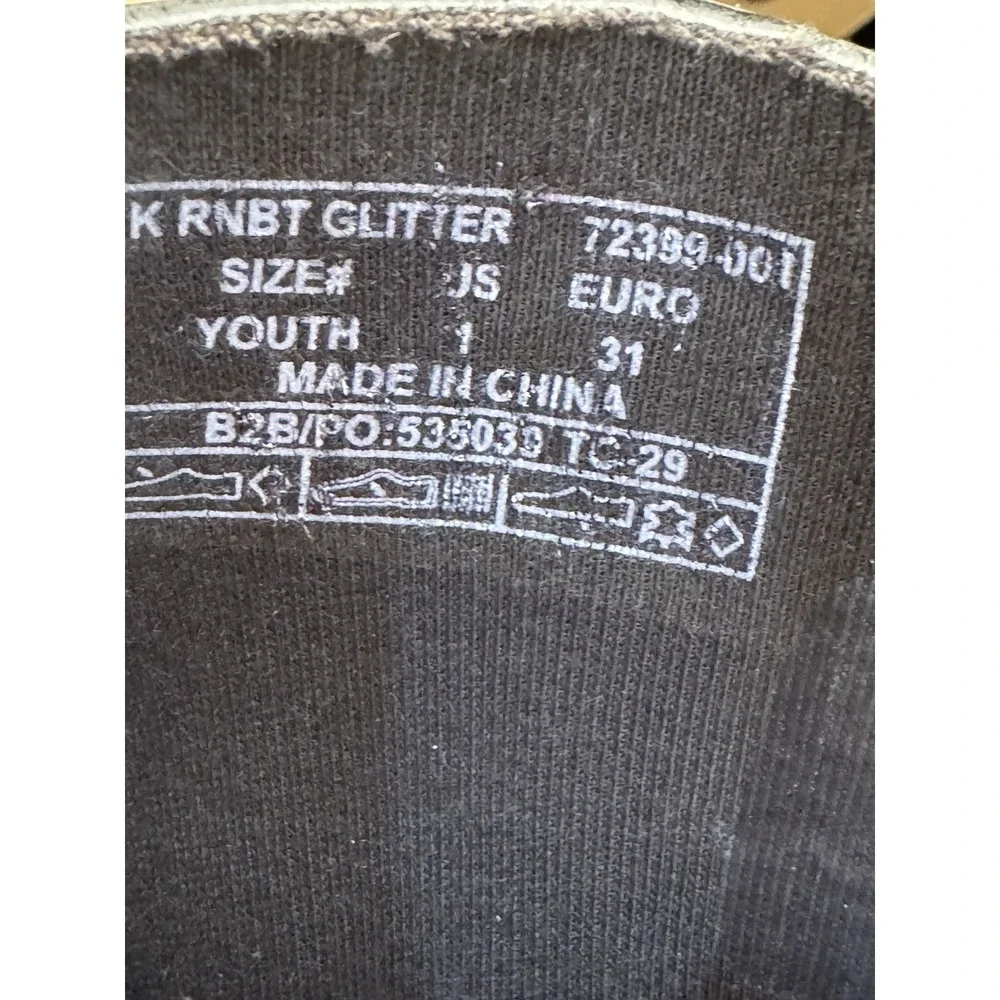 Bogs Rainboot Glitter Boots‎ Black Youth Size 1 Sparkle